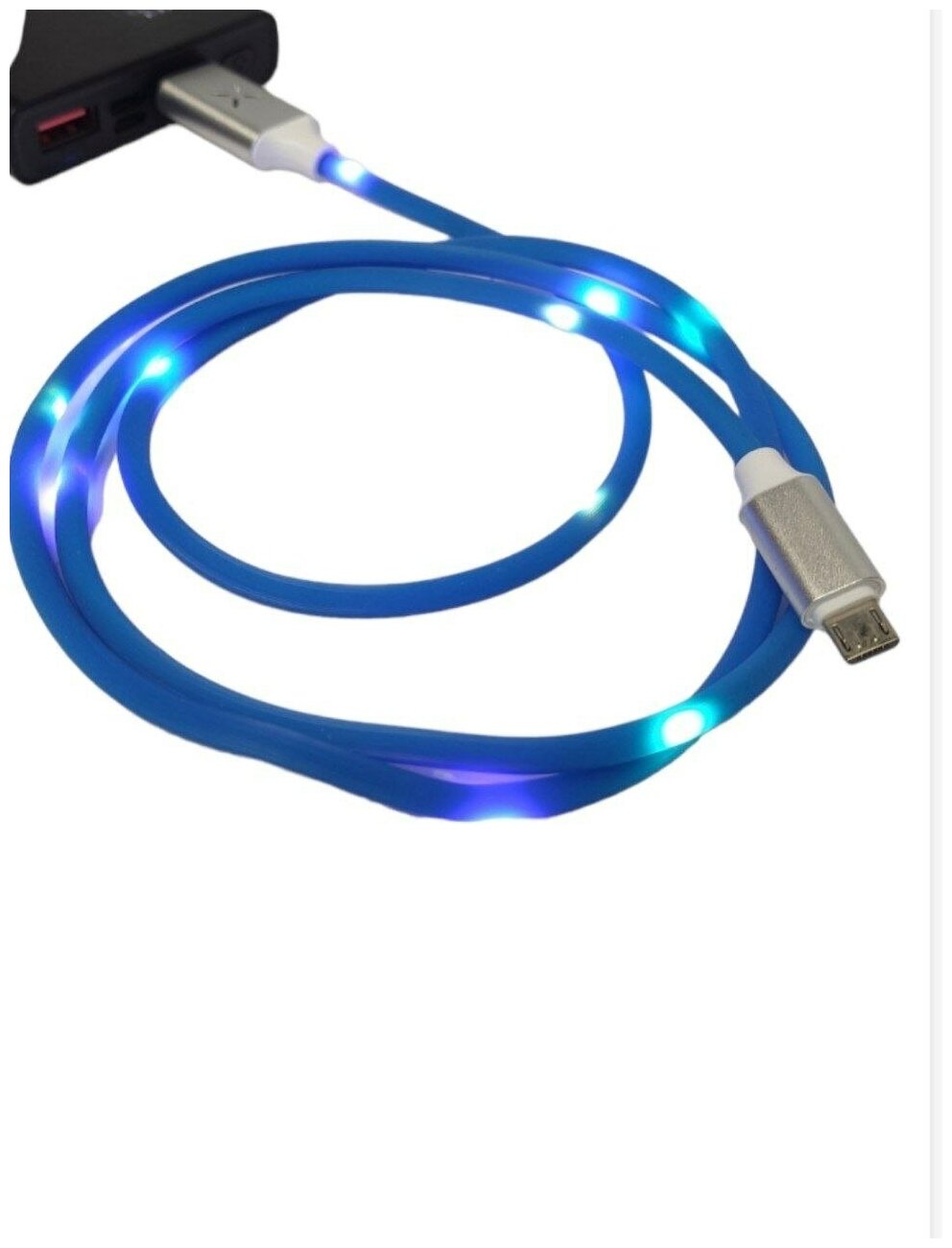 Кабель зарядки силиконовый гибкий Micro USB светящийся цветомузыка — фото 4