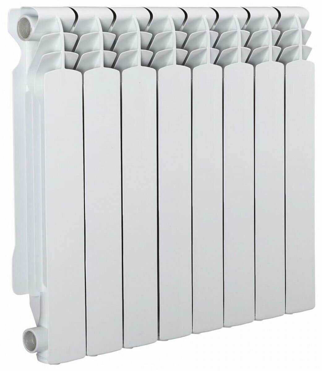 Радиатор алюминиевый AZARIO AL500/100 с боковым оборачиваемым подключением, 8 секций, белый