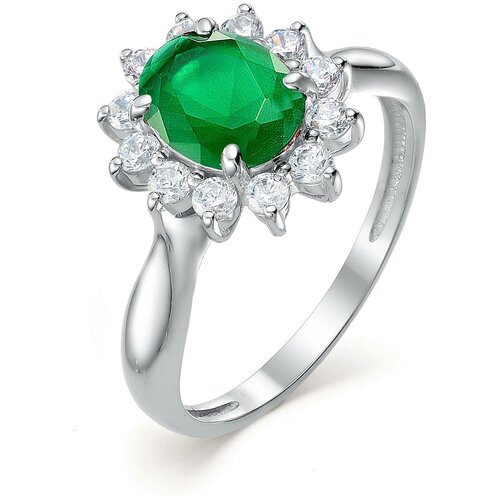 фото Алькор кольцо с агатом и фианитами из серебра 01-0046-00аг-00, размер 18