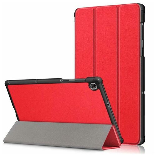 Чехол-обложка MyPads для Lenovo Tab M10 + Plus TB-X606F/M тонкий умный кожаный на пластиковой основе с трансформацией в подставку красный