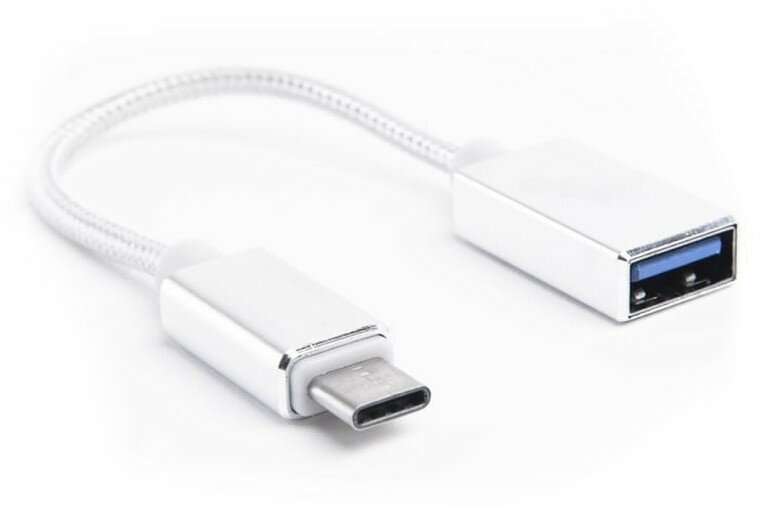 Переходник USB Type-C 3.1 - USB А 3.0 OTG 015 м (шт/гн) серебряный Атом