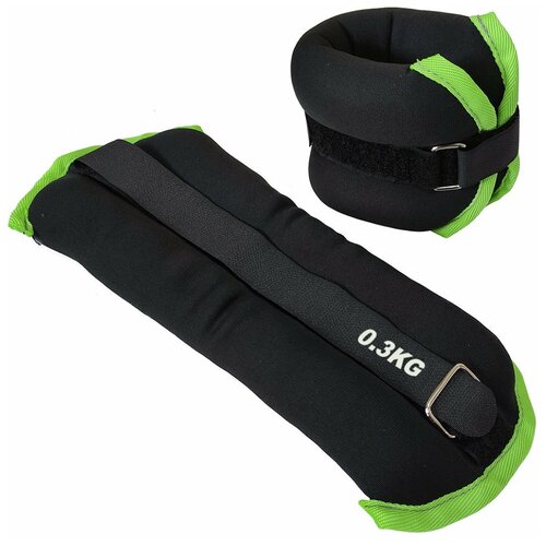 Утяжелители "ALT Sport" (2х0,3кг) (нейлон) в сумке HKAW101-5 (черный с зеленой окантовкой)