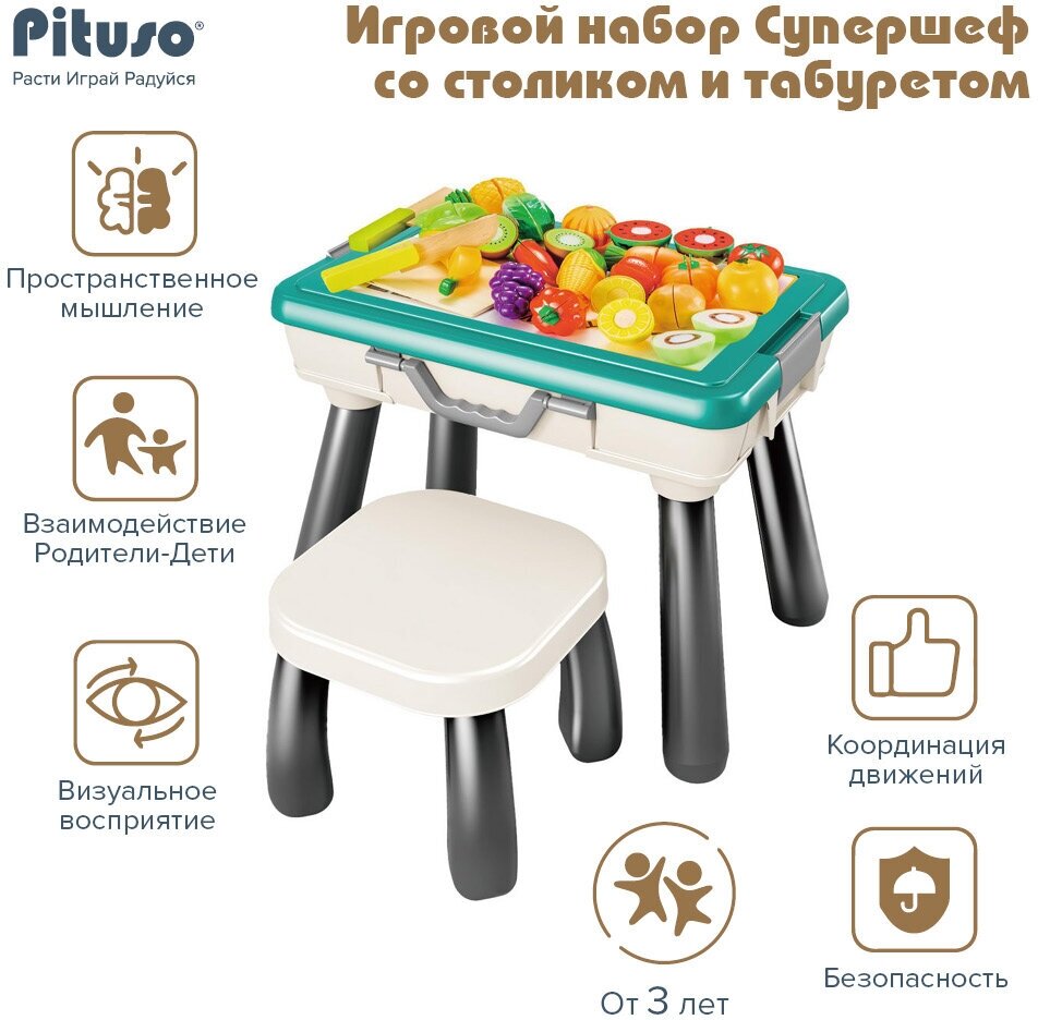 Игровой набор Pituso Супершеф со столиком и табуретом 32 эл-та - фото №1