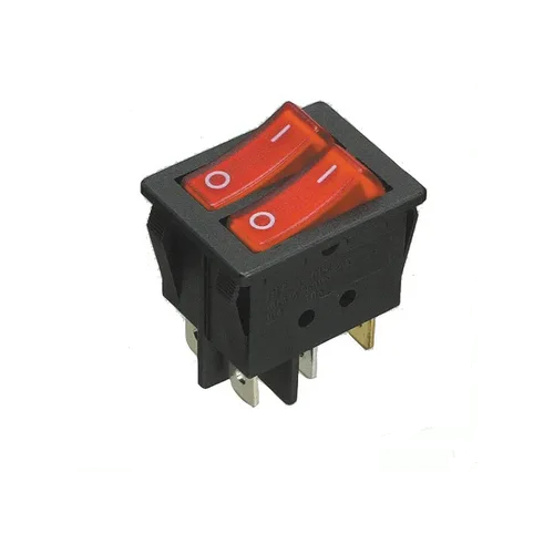 Выключатель SC 797 6c Подсв.220V красный 2хoff-on