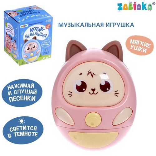 музыкальная игрушка котик неваляшка звук свет цвет розовый Музыкальная игрушка «Котик-неваляшка», звук, свет, цвет розовый