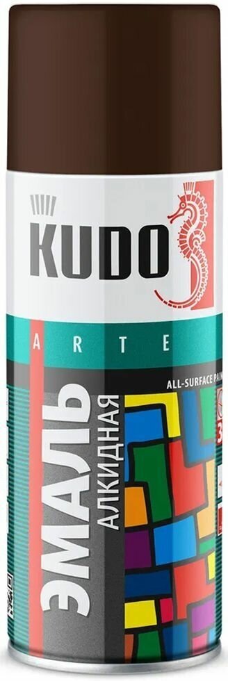 Кудо KU-1012 Эмаль аэрозольная коричневая (0,52л) / KUDO KU-1012 Эмаль аэрозольная алкидная коричневая (0,52л)
