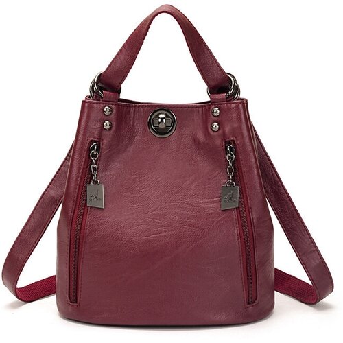 фото Сумка-рюкзак бордовая трансформер / рюкзак женский городской бордовый без бренда