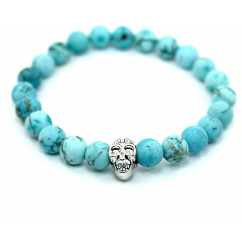 фото Handinsilver ( посеребриручку ) браслет из матовой бирюзы 8мм с черепом