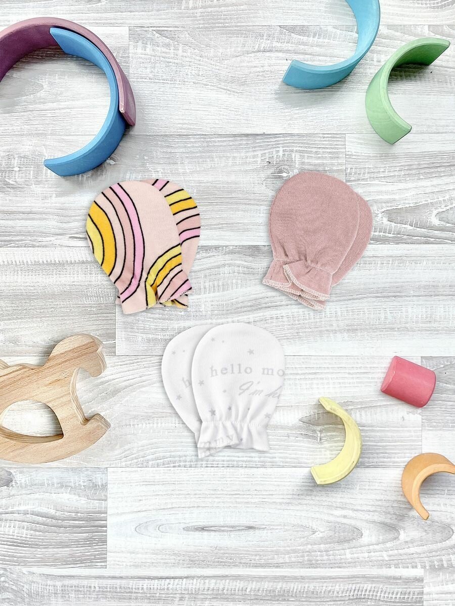 фото Рукавички-антицарапки Mjölk Лягушки/Magic Mint/Ночное Небо, сет из 3х пар