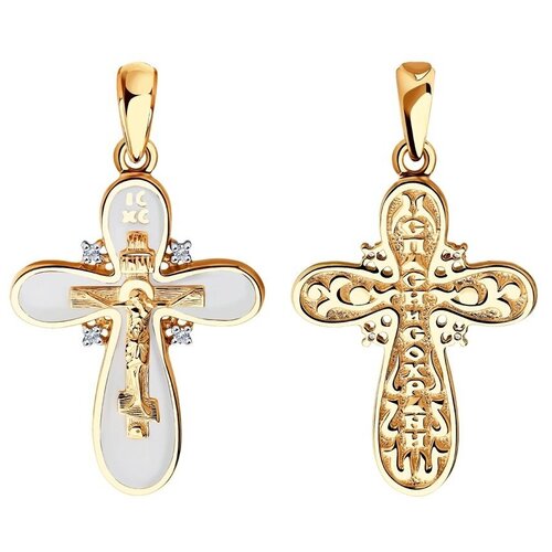 фото Золотая подвеска sokolov 1120103 с бриллиантом и эмалью diamant-online