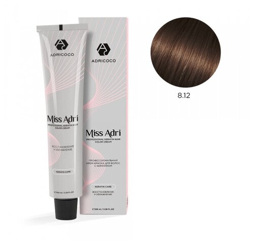ADRICOCO Miss Adri крем-краска для волос с кератином, 8.12 светлый блонд пепельный перламутровый