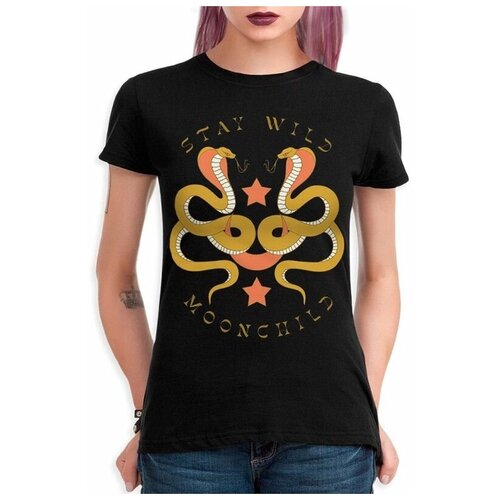 Футболка Design Heroes Zois - Stay Wild Moonchild Женская Черная 3XL