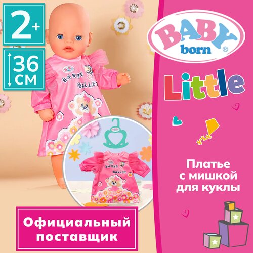 Беби борн. Платье с изображением мишки для кукол 36 см, вешалка. BABY born