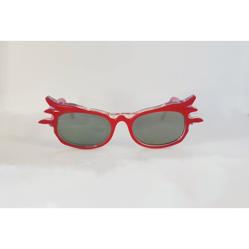Солнцезащитные очки , круглые, оправа: пластик, для женщин, красный/красный