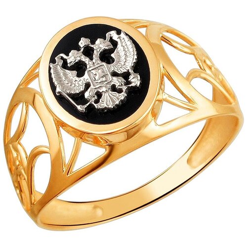фото Эстет кольцо с 1 ониксом из комбинированного золота 01т4611721-1, размер 18