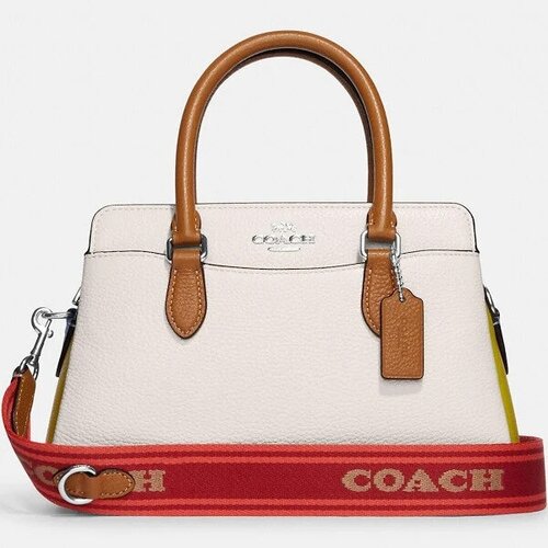 Сумка Coach, натуральная кожа, внутренний карман, белый