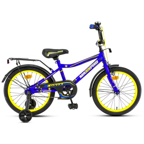 фото Детский велосипед maxxpro onix 18" сине-жёлтый с боковыми колесами