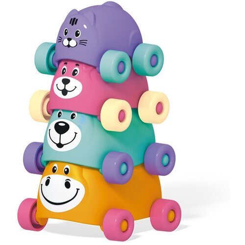 Пирамидка Зверята-акробаты 4шт пластик