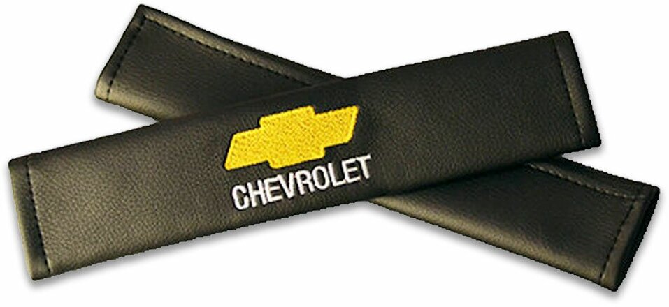 Комплект чехлов на ремень безопасности из экокожи и вышивкой для Chevrolet (шевроле)