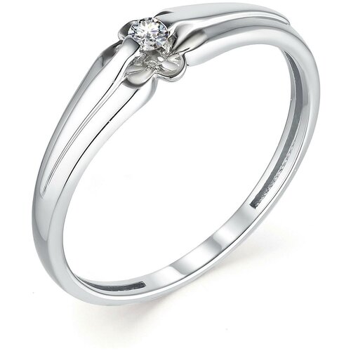 фото Алькор кольцо с 1 бриллиантом из белого золота 13230-200, размер 17