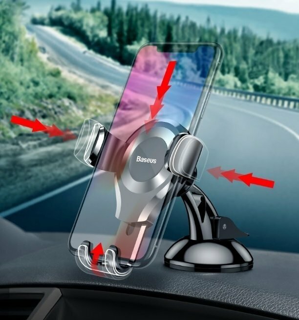 Держатель автомобильный Baseus Osculum Type Gravity Car Mount Black-Silver SUYL-XP0S - фото №18