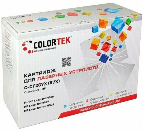 CF287X Colortek совместимый черный тонер-картридж для HP LaserJet Enterprise M501/ M506/ M527 (18 00