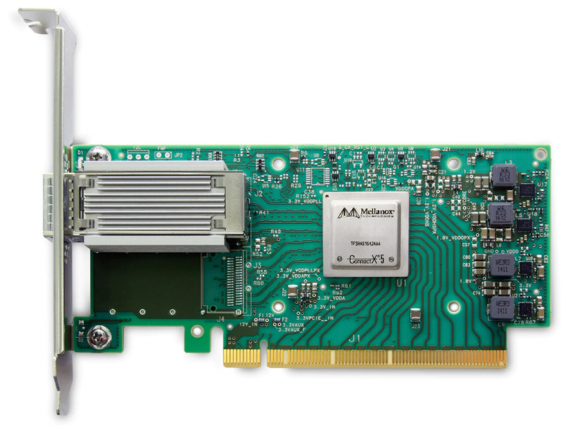 Mellanox ConnectX-5 VPI adapter card, EDR IB (100Gb/s) and 100GbE, single-port QSFP28, PCIe3.0 x16, tall bracket, ROHS R6