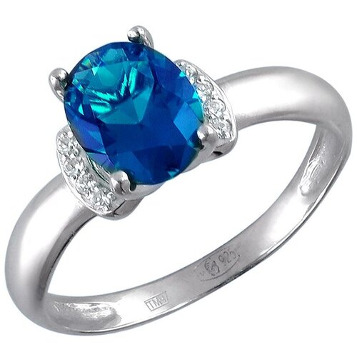 фото Эстет кольцо с сапфиром и фианитами из серебра 01к255118-1, размер 17.5