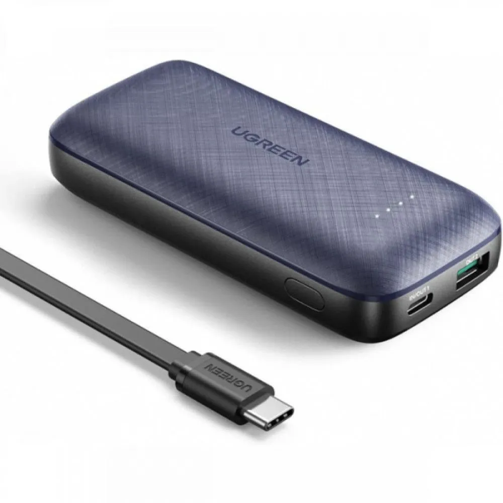 Внешний аккумулятор UGREEN PB178 10000mAh Mini PD Fast Charging USB A + USB C Blue (80749)/Повербанк