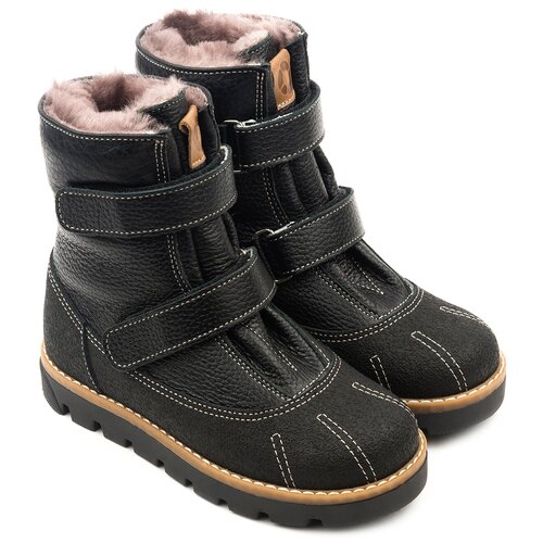 Ботинки Tapiboo, зимние, натуральная кожа, на липучках, ортопедические, размер 33, черный