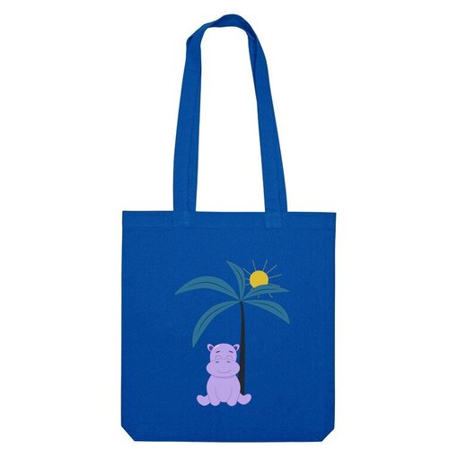 сумка бегемот под пальмой фиолетовый Сумка шоппер Us Basic, синий