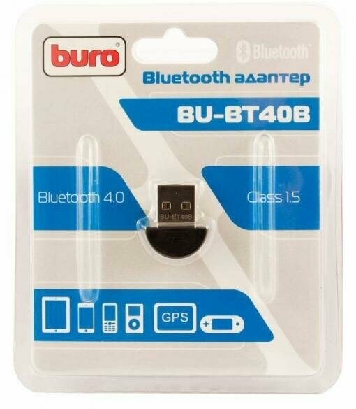 Адаптер USB Buro BU-BT40B Bluetooth 4.0+EDR class 1.5 20м, черный