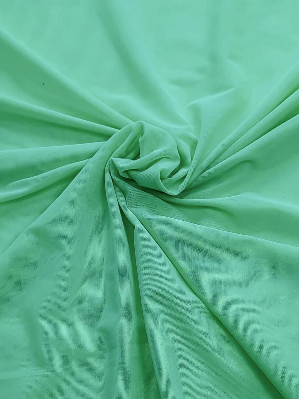 Ткань сетка стрейч (ткань для шитья), зелёная, ширина 150 см