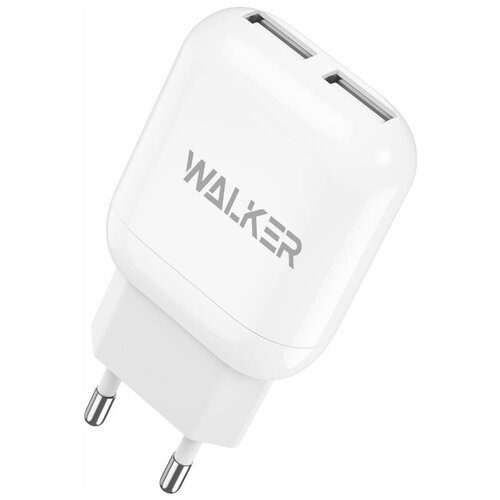 фото Зарядное устройство для телефона walker wh-33, 2xusb-разъема, 2.1a, белое / зарядка для iphone / блок питания / адаптер на айфон / сетевое apple