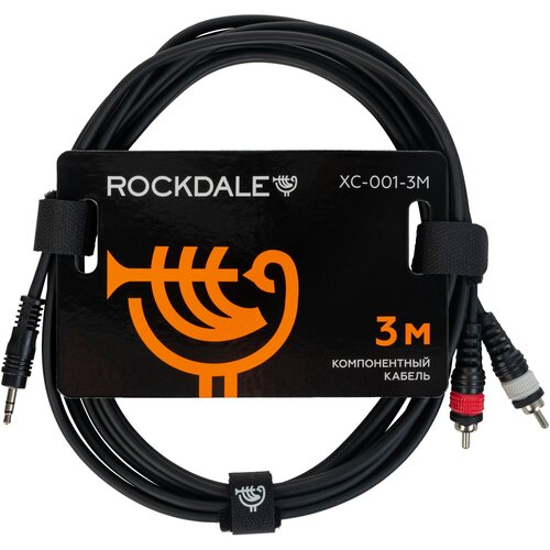 Кабель stereo mini jack male - 2 RCA ROCKDALE XC-001-3M (3м) rockdale stereo mini jack 3 5 mm x 2 mono jack 6 3 mm xc 002 1 м 1 шт черный