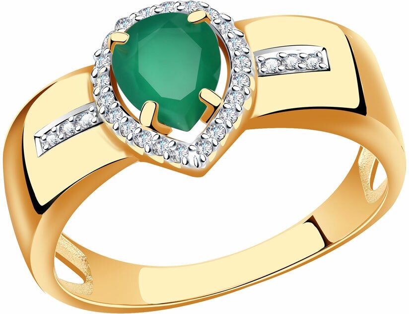 Кольцо Diamant online, золото, 585 проба, фианит, агат