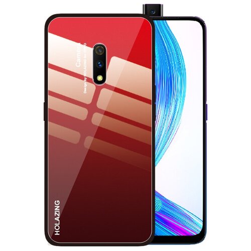 фото Чехол-бампер mypads для realme xt / oppo k5 стеклянный из закаленного стекла с эффектом градиент зеркальный блестящий переливающийся красный