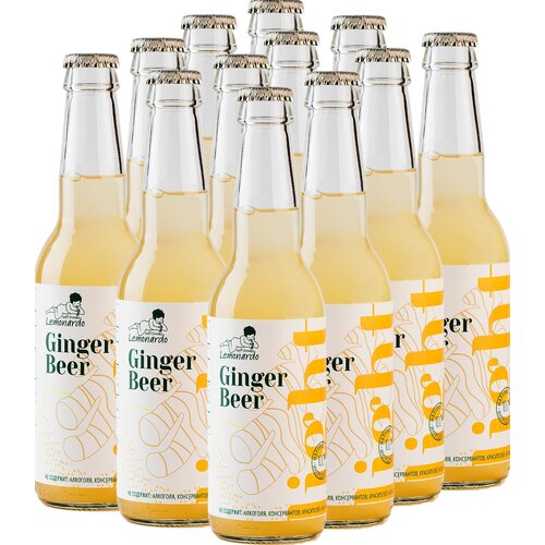 Натуральный имбирный лимонад со стевией/ Lemonardo Ginger Beer Light, 330мл. 12шт