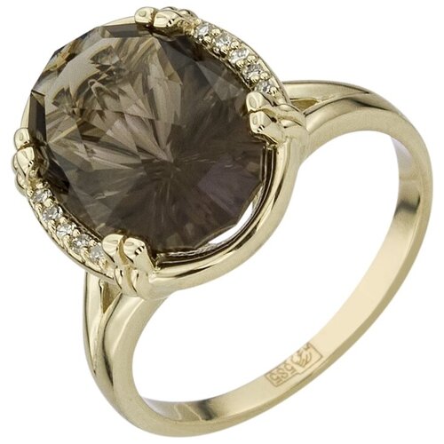 фото Aloris кольцо с бриллиантами и раухтопазом из жёлтого золота 1652брр, размер 18