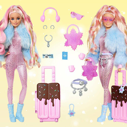 кукла barbie с дополнительным комплектом одежды fff59 Кукла Барби коллекционная Extra Fly Зимняя сказка