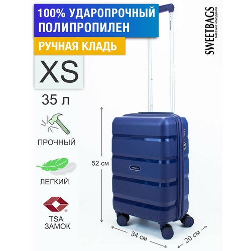 фото Чемодан , 35 л, размер xs, синий sweetbags