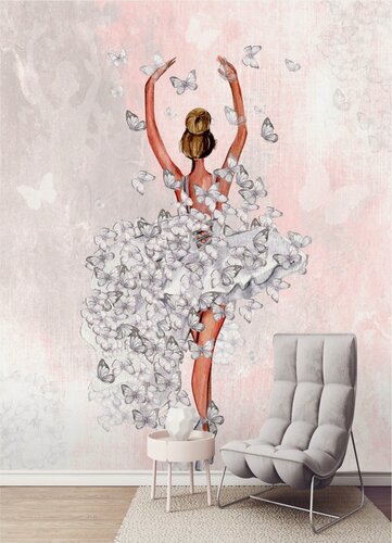 Изображение товара Фотообои "Балерина с бабочками" 200*260 см. /Флизелиновые фотообои на стену