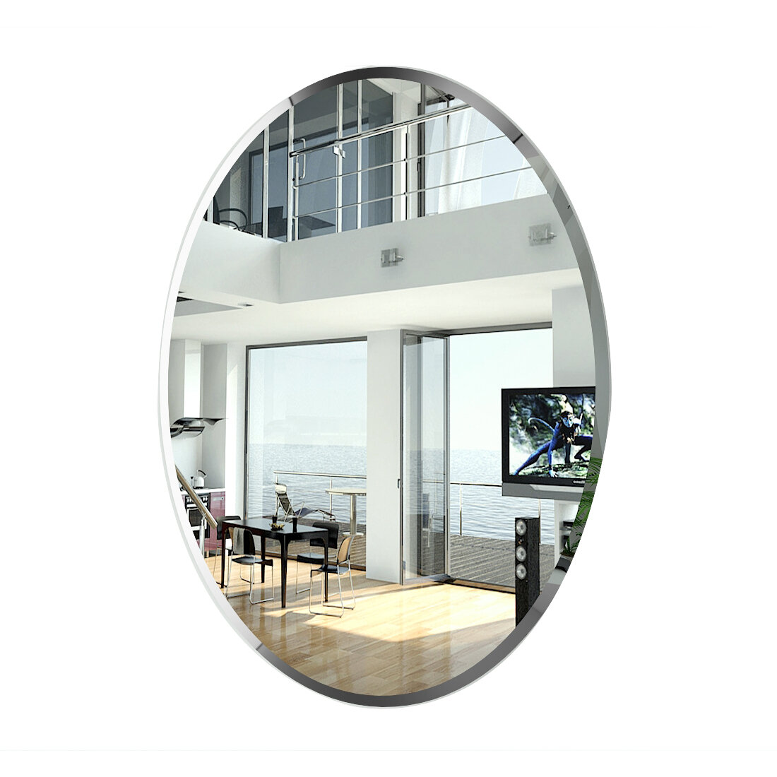 фото Зеркало 048Ф, ШхВ 58х78 см, зеркало с полным фацетом, толщина зеркала 4 мм, горизонтальное или вертикальное крепление