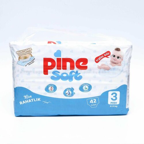 Подгузники детские Pine Soft 3 Midi 4 - 9 kg, 42 шт
