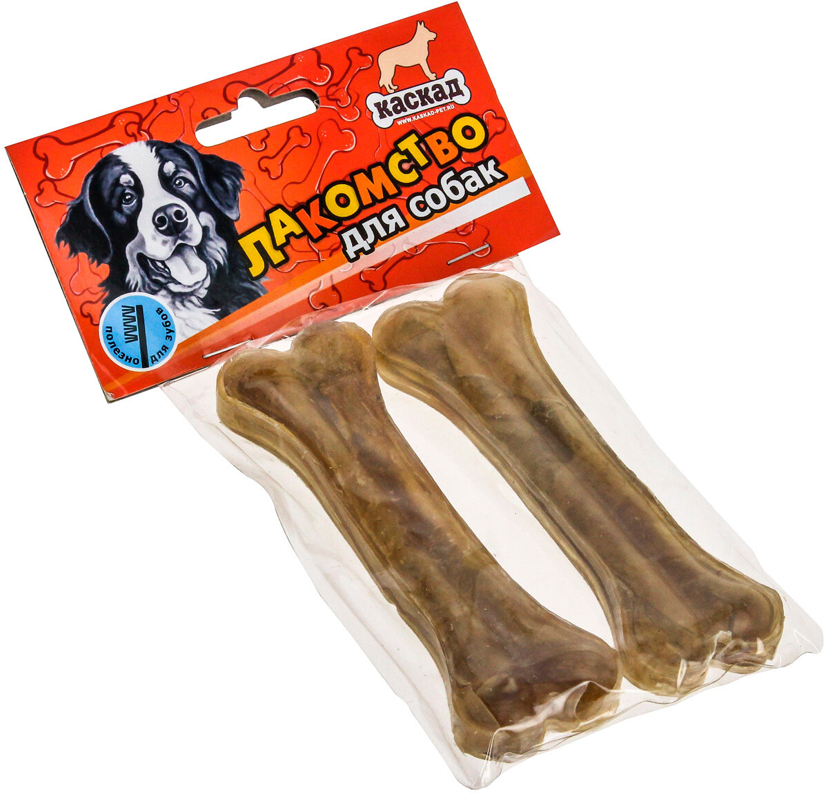 Лакомство каскад для собак кости из жил 13 см пакет уп. 2 шт (90 гр)