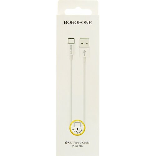 USB Кабель Type-C BOROFONE BX22, 3A, 1 м. Белый кабель usb type c borofone bx22 bloom белый