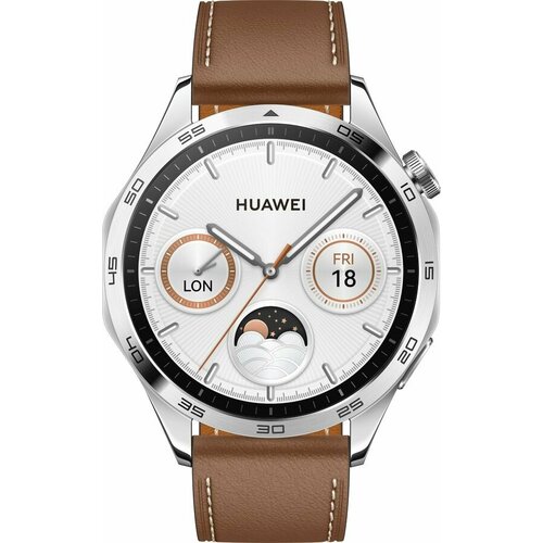 Смарт-часы Huawei Watch GT 4 Phoinix-B19L, 46мм, 1.43, серебристый / коричневый [55020bgx]