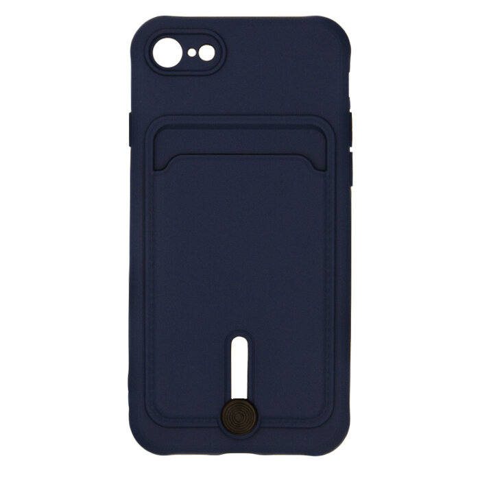 Чехол для iPhone 7/8/SE с отделением для карт Button Card Case темно-синий