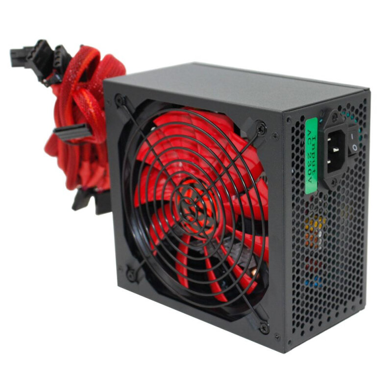 Блок питания Ginzzu 600W (PC600) ATX,14CM(Red) 80+, APFC,20+4p, CPU(4+4)