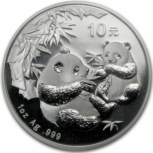 Серебряная монета 10 юаней Панда. Китай 2006 Proof